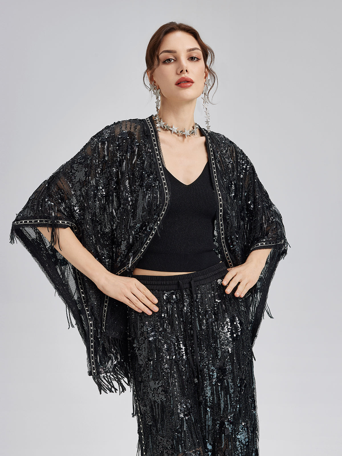 Final Sale | Custom Sequin Fringe Rock Cape