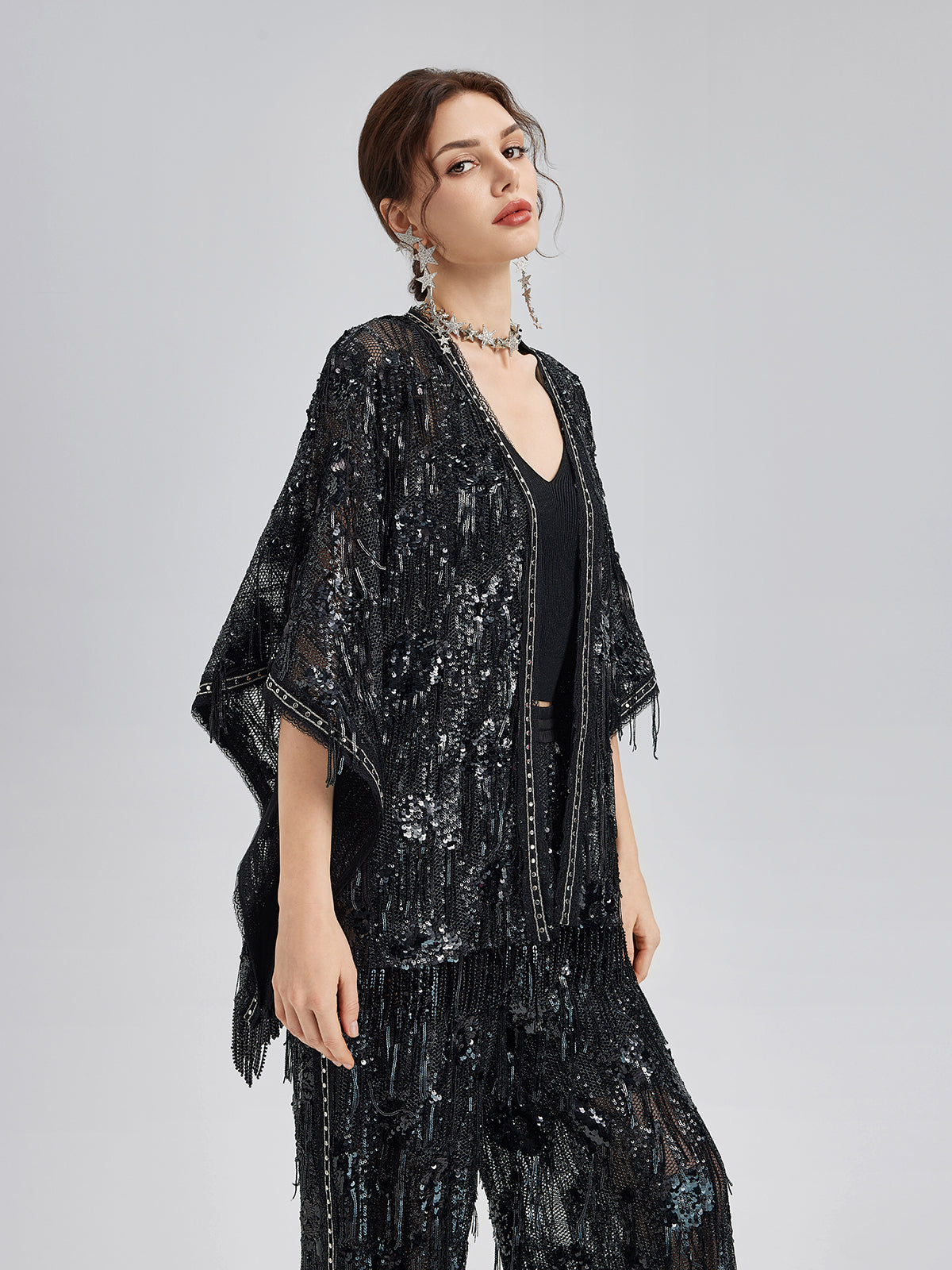 Final Sale | Custom Sequin Fringe Rock Cape