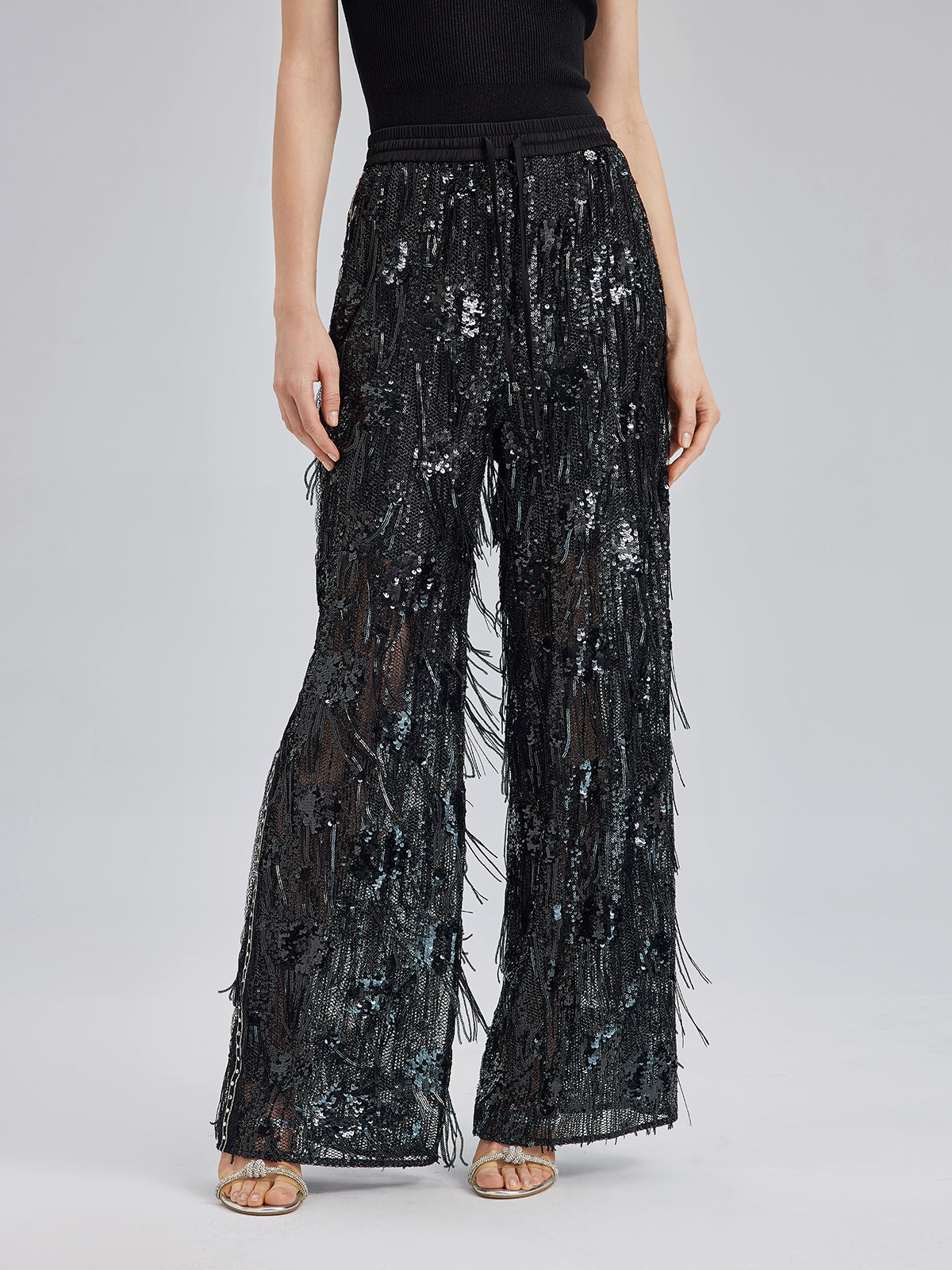 Final Sale | Custom Sequin Fringe Rock Pants
