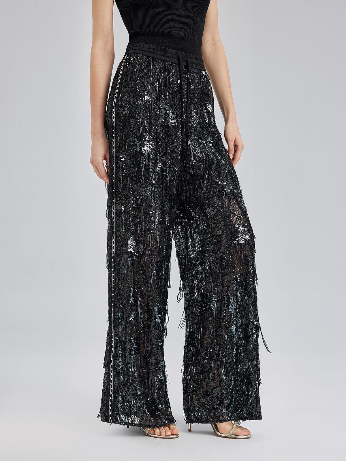 Final Sale | Custom Sequin Fringe Rock Pants