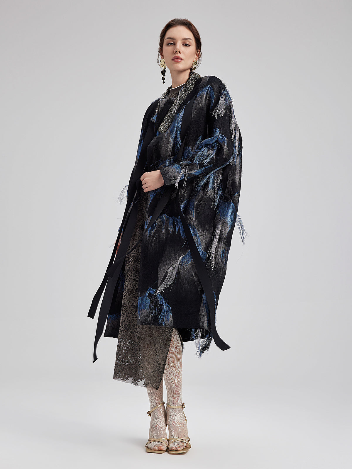 Italian Tassel Beaded Wool Coat