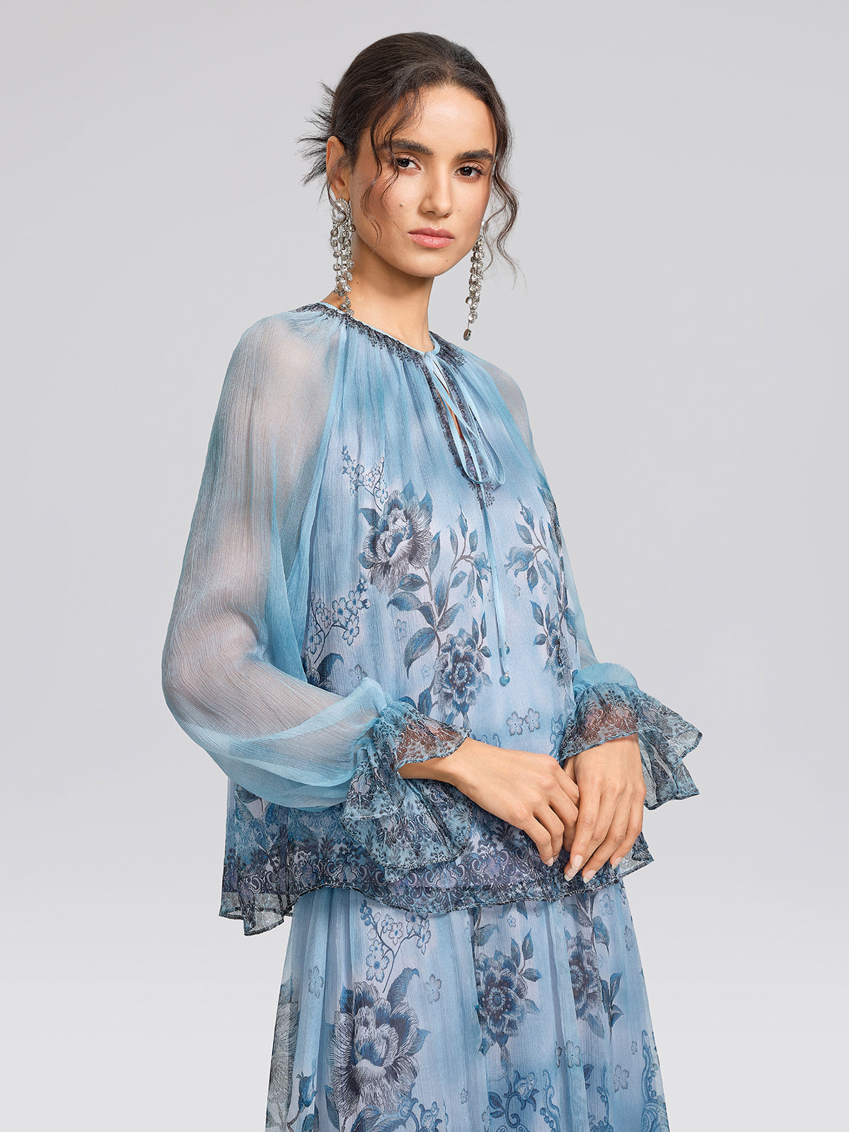 Silk Vintage Floral Print Blouse