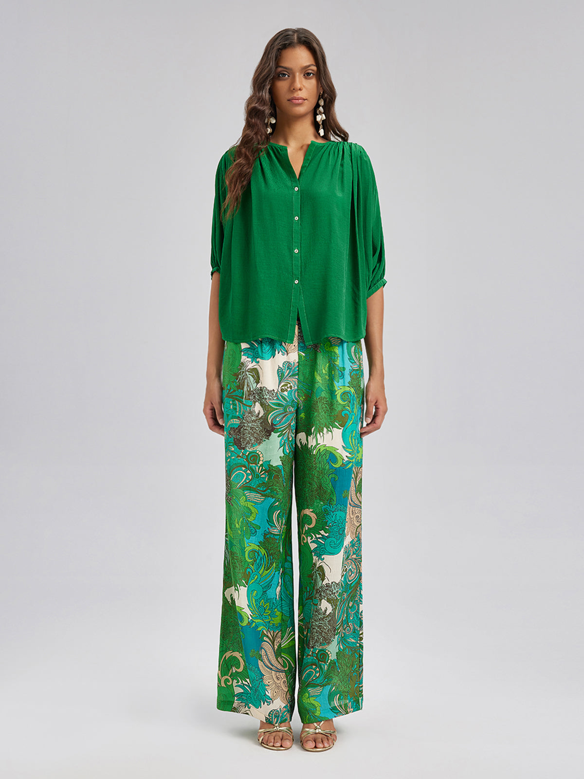 Final Sale | Elastic Waist Floral Printed Ramie Pants