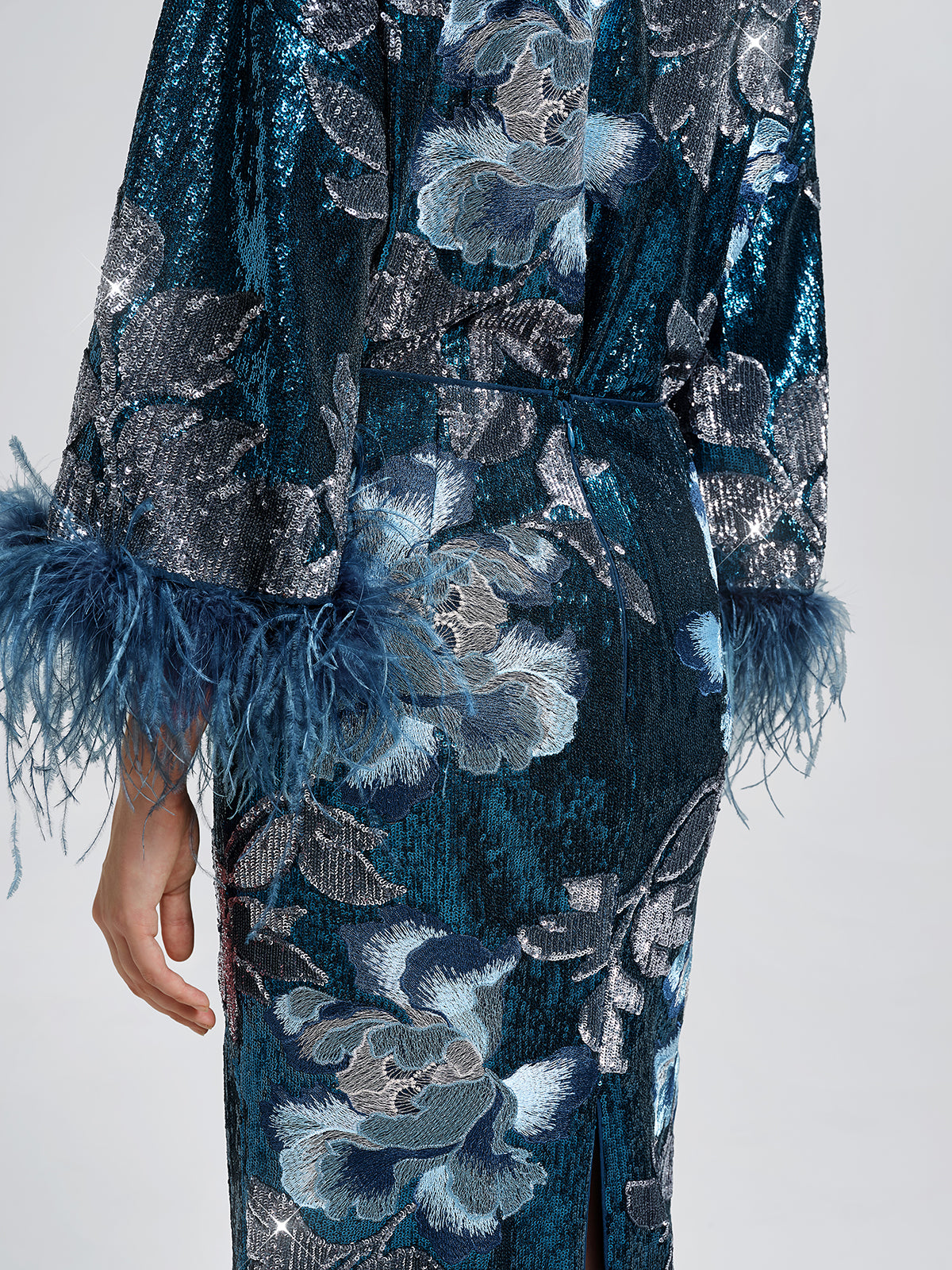 Sequin Embroidered Floral Skirt