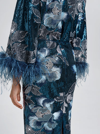 Sequin Embroidered Floral Skirt