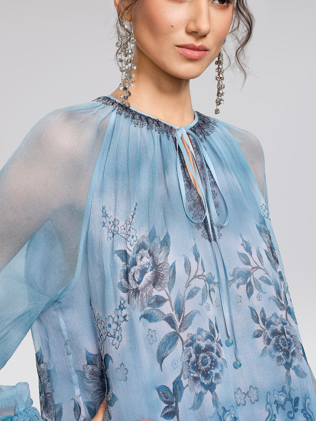 Silk Vintage Floral Print Blouse