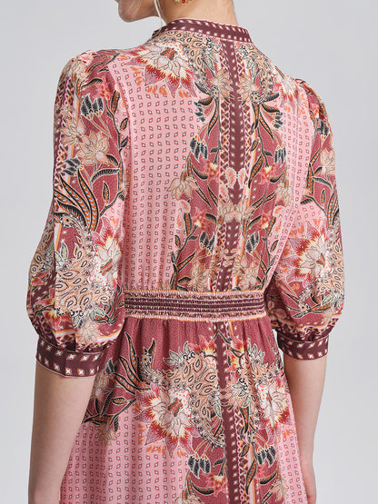 Silk Floral Paisley 3/4 Sleeve Dress