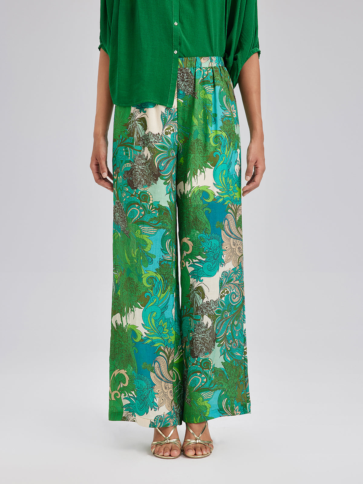Final Sale | Elastic Waist Floral Printed Ramie Pants