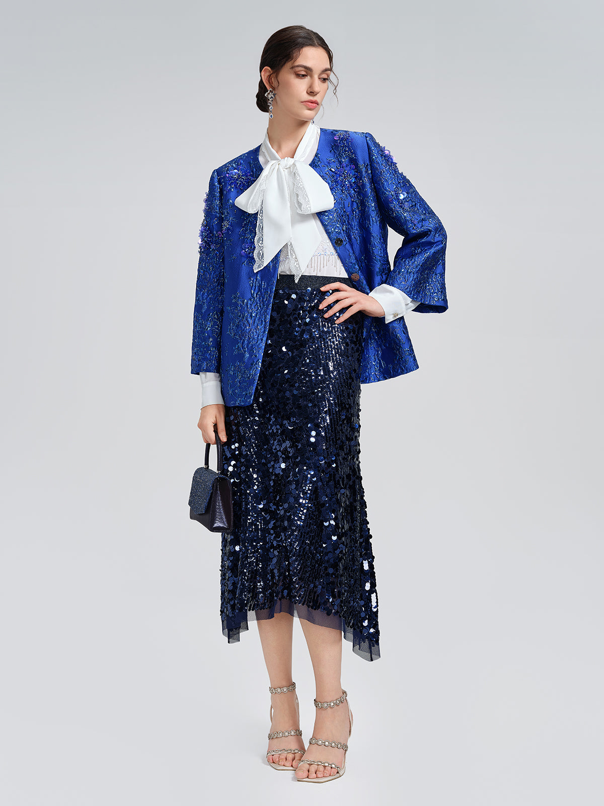 Hand-Beaded Lace Panel Shirt