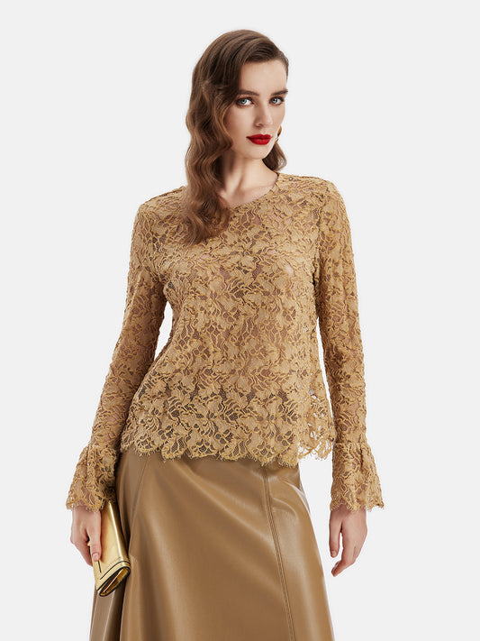 Swiss St. Gallen Intricate Hollow Lace Top