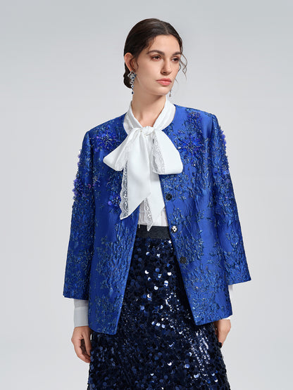 Hand-Beaded Lace Panel Shirt