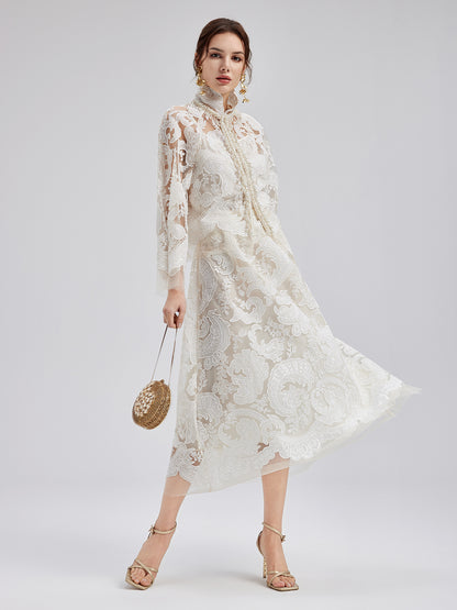 Embroidered Lace & Beaded Dress Set