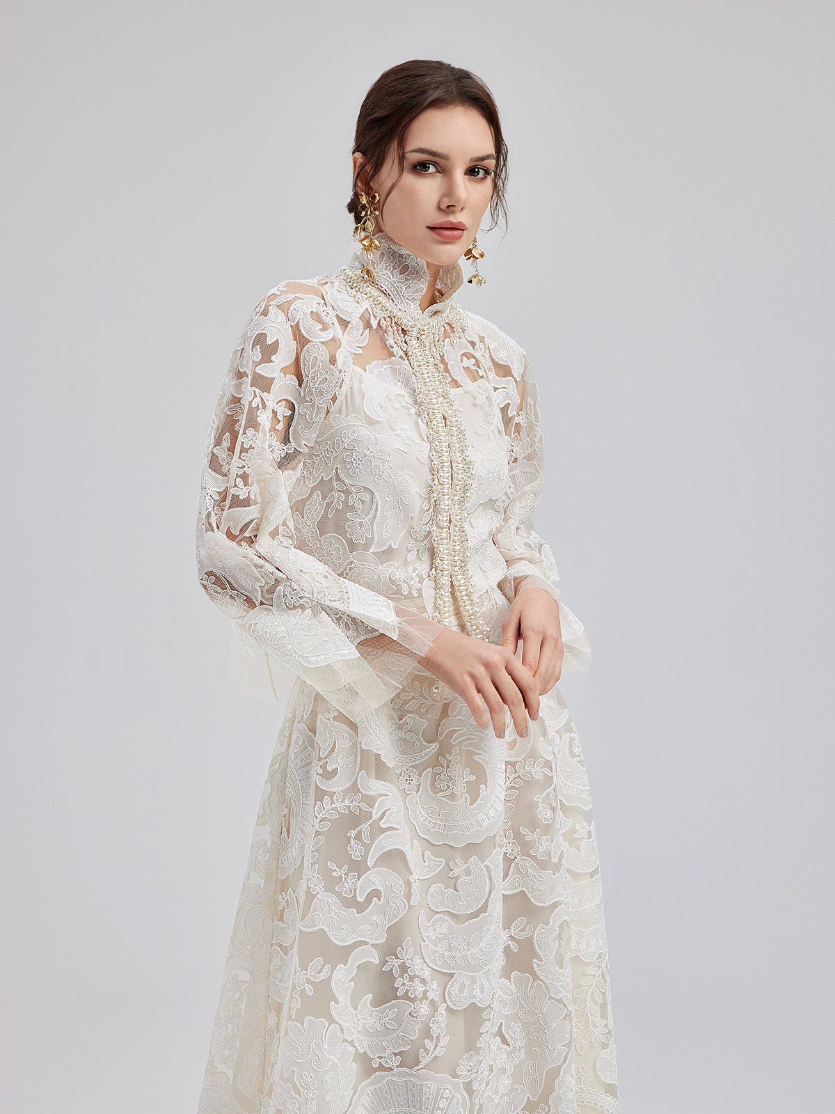 Embroidered Lace & Beaded Dress Set