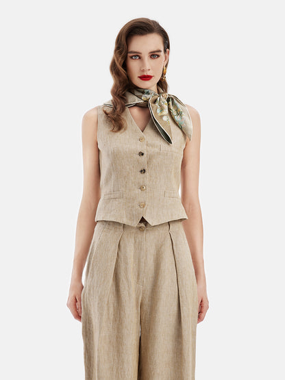 Classic French Linen Vest