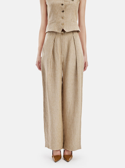 French Linen Wide-Leg Trousers