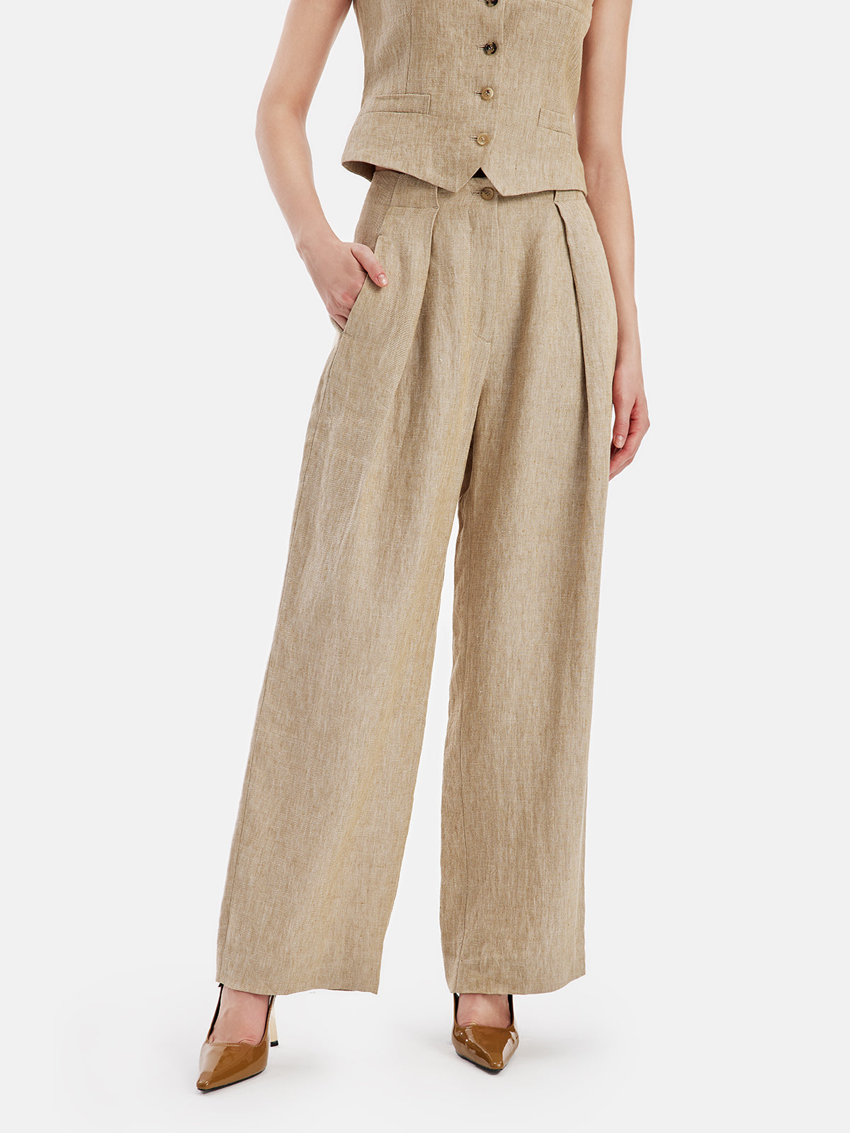 French Linen Wide-Leg Trousers