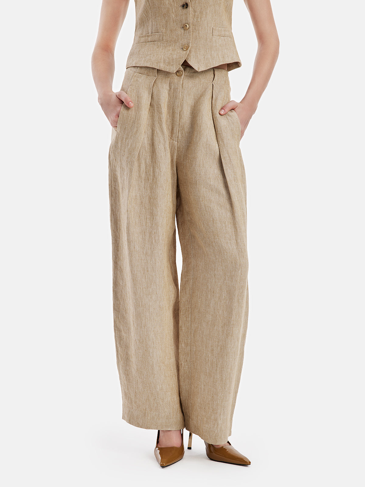 French Linen Wide-Leg Trousers