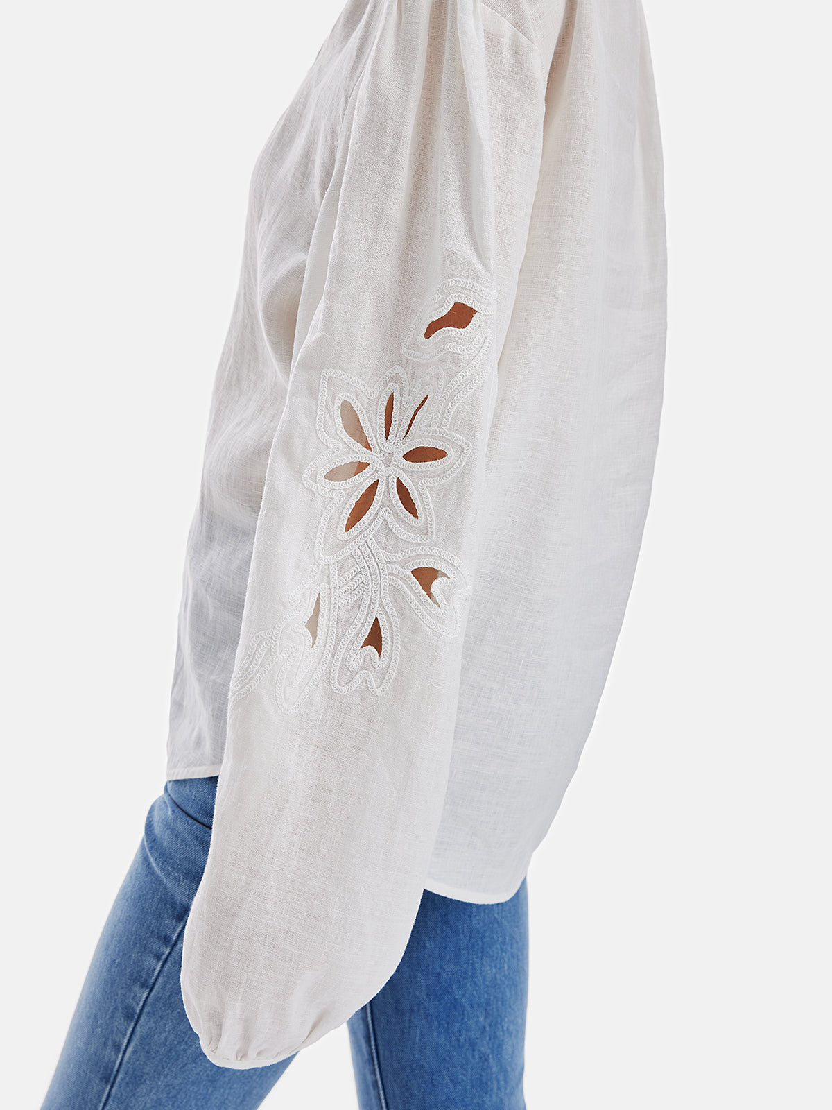 Relaxed Embroidered Hollow-Out Top