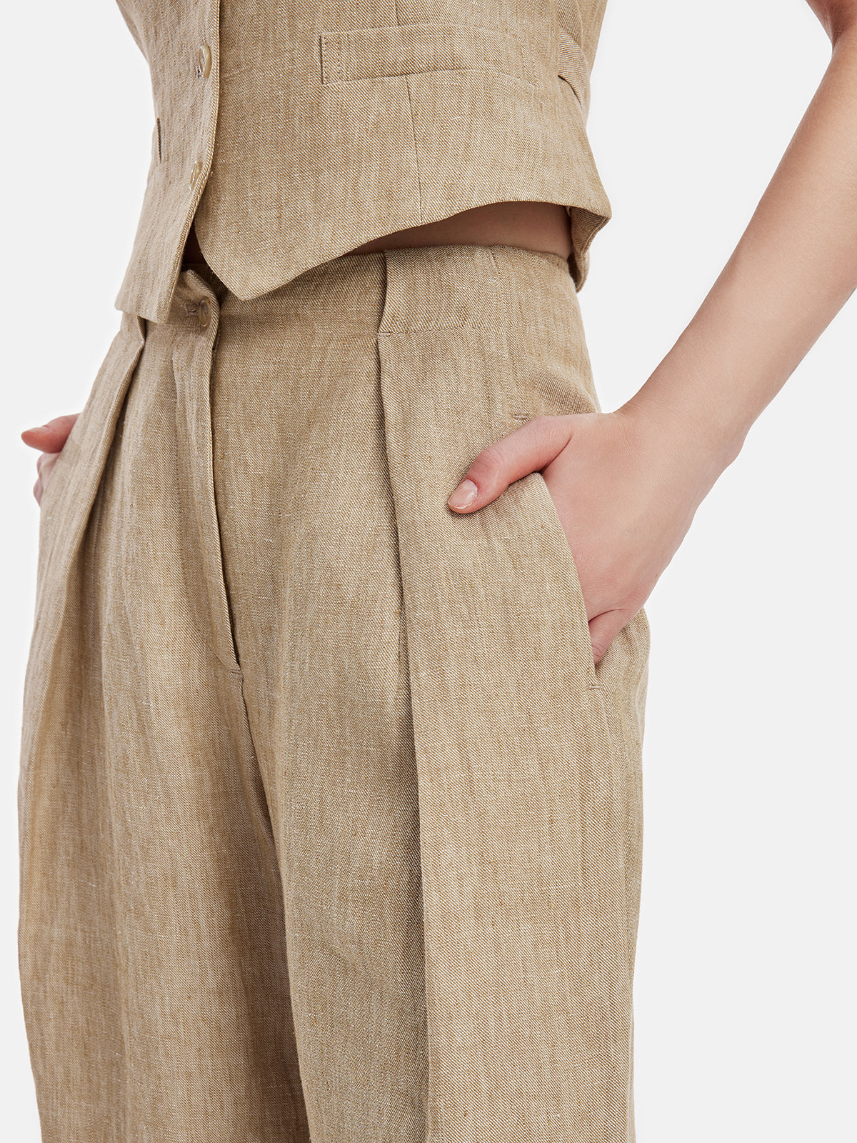 French Linen Wide-Leg Trousers