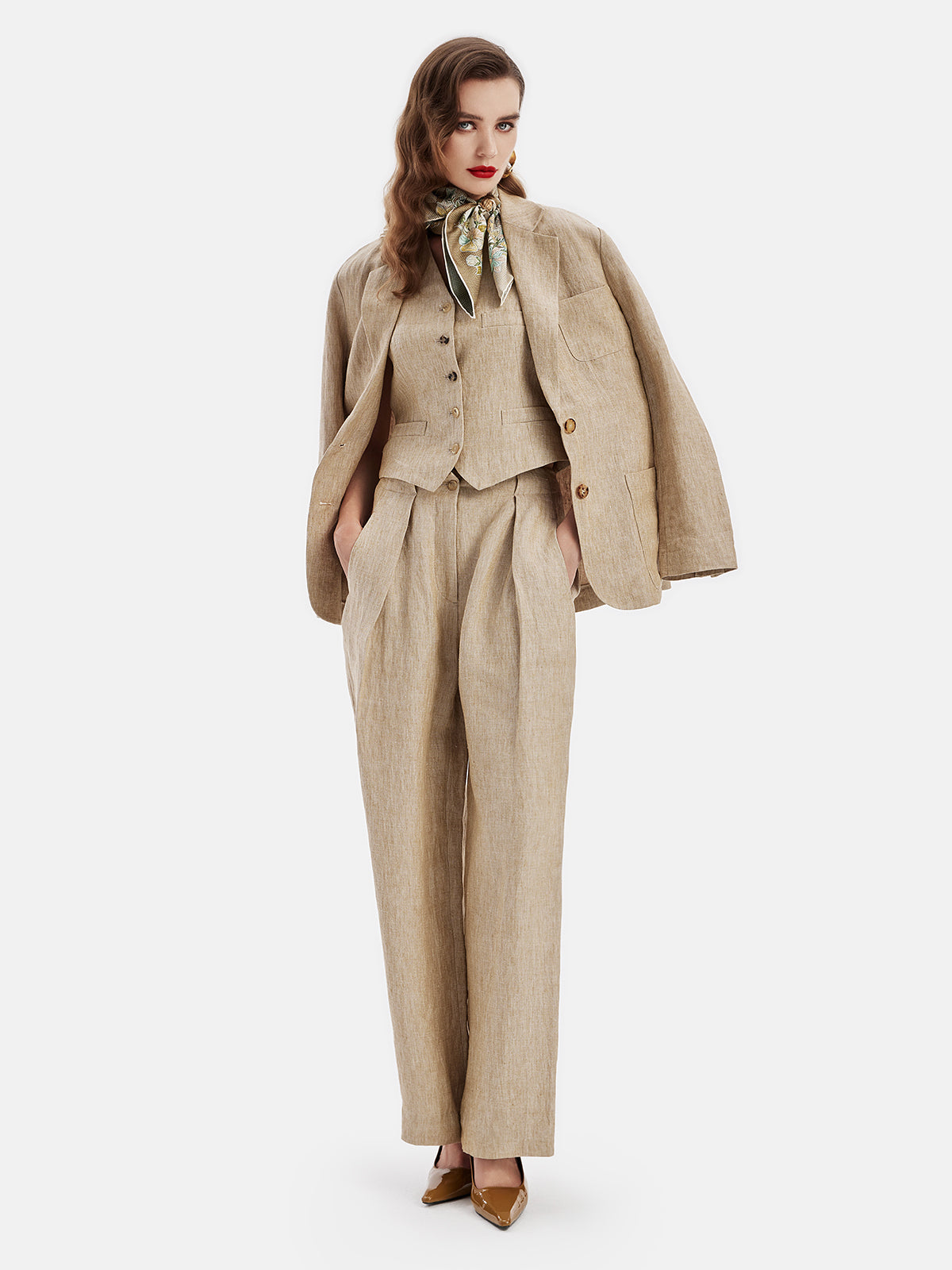 French Linen Notched Lapel Coat