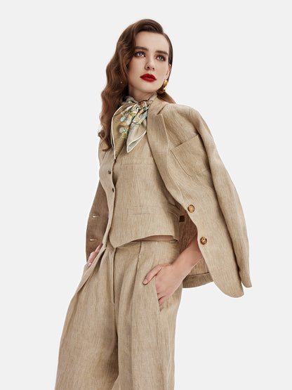 French Linen Notched Lapel Coat