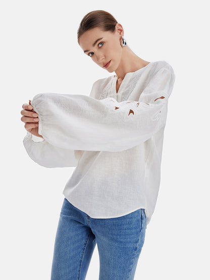 Relaxed Embroidered Hollow-Out Top