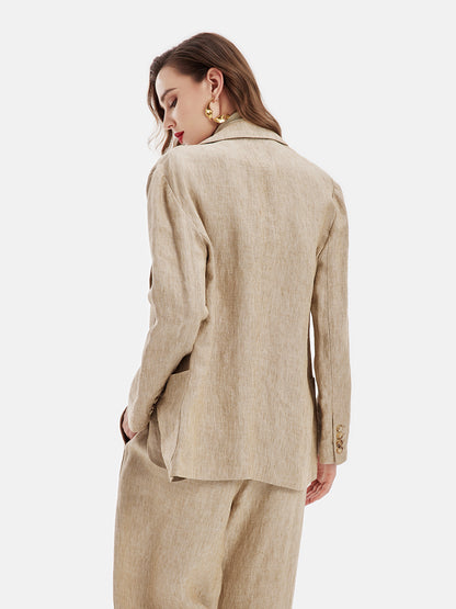 French Linen Notched Lapel Coat