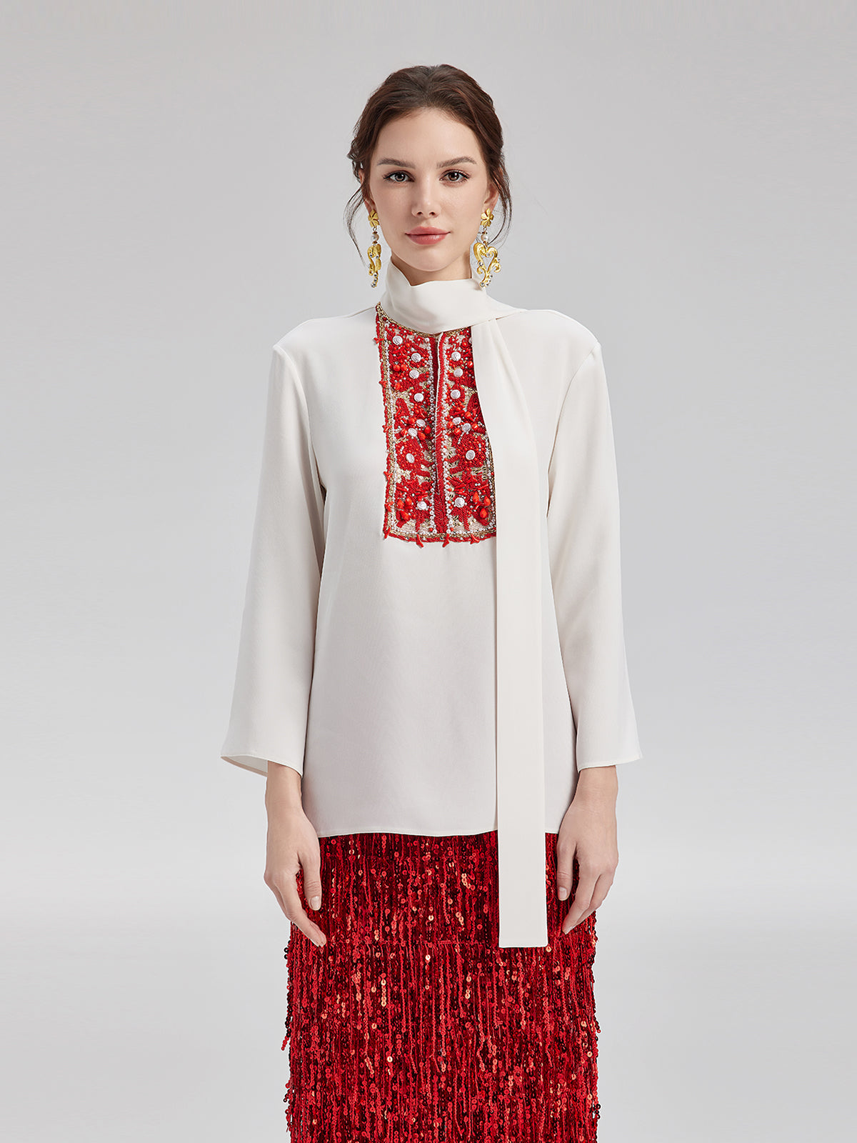 Acetate Coral Beading Tied Top