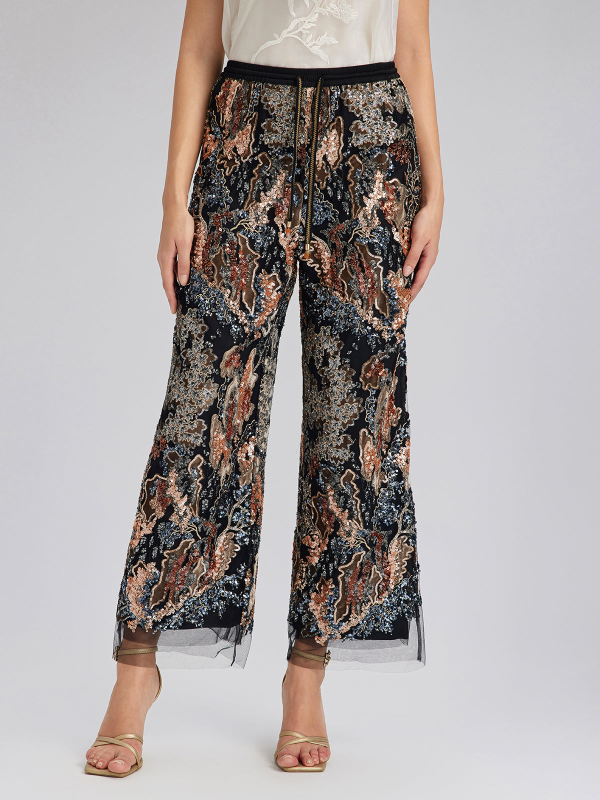Sequin Vine Embroidered Straight Pants – RICHRADIQS