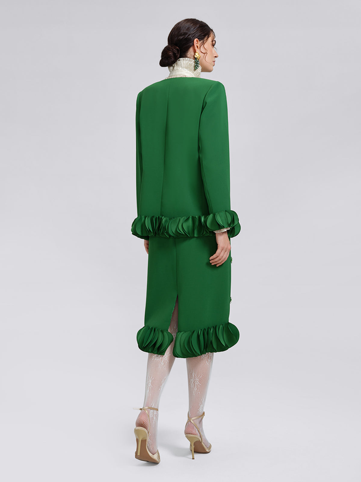 Final Sale | Hand-Beaded Layered Floral Trim Skirt