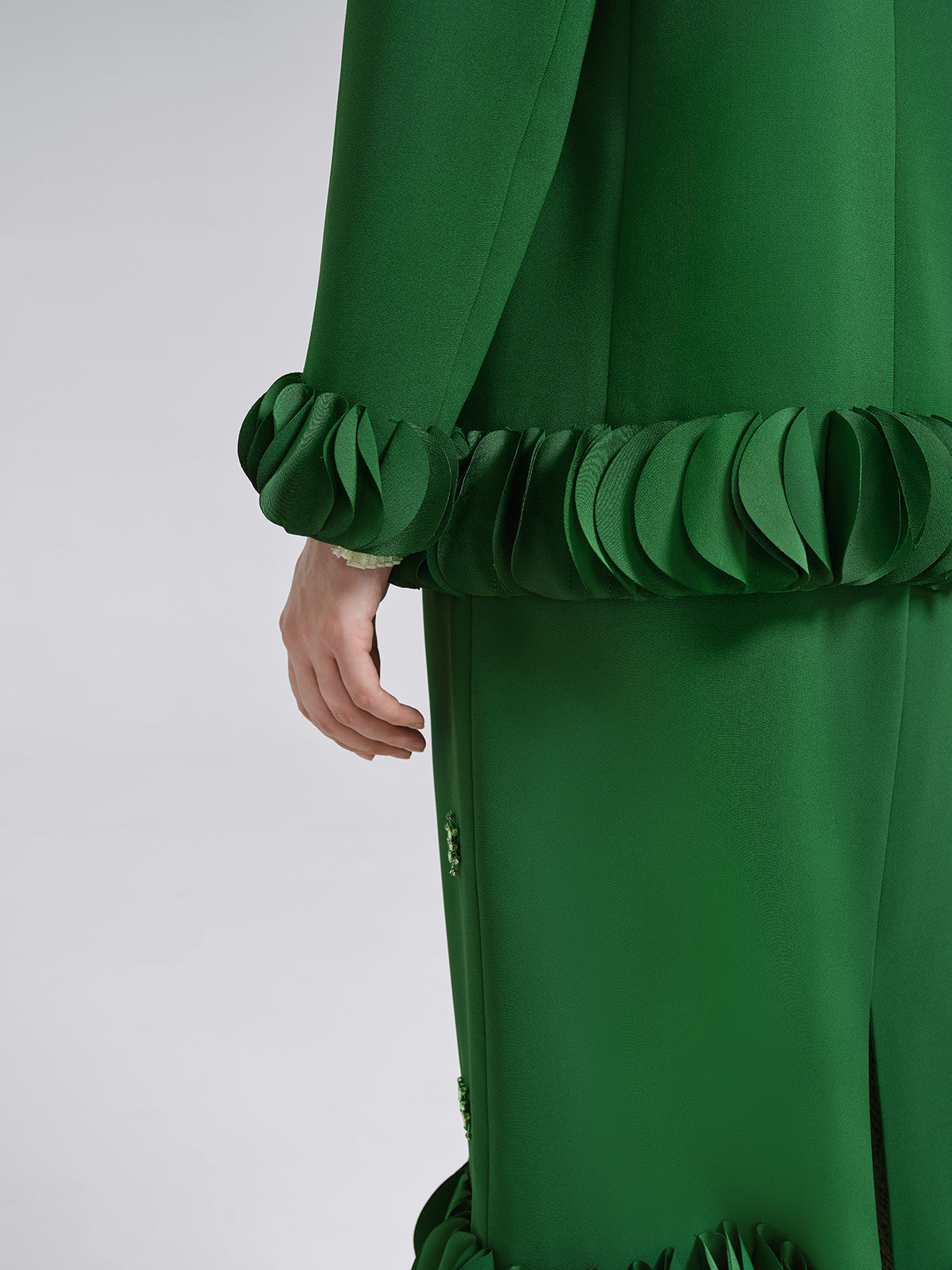 Hand-Beaded Floral Trim Jacket