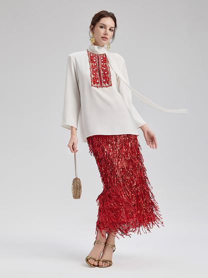 Acetate Coral Beading Tied Top