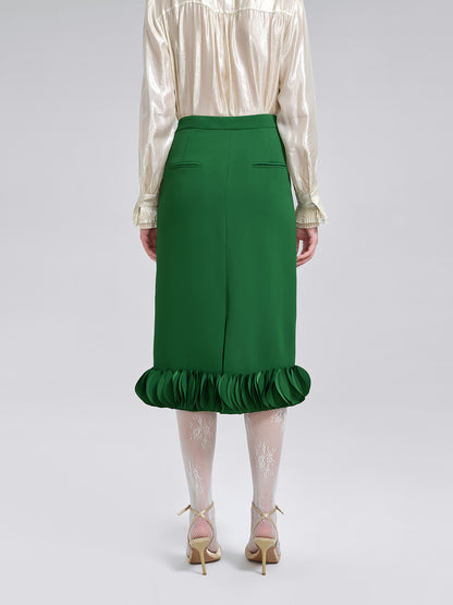 Hand-Beaded Layered Floral Trim Skirt