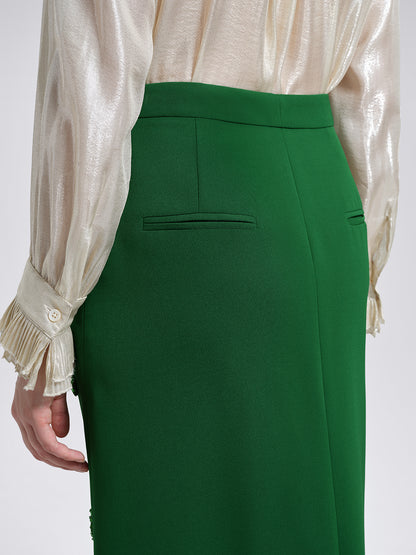 Hand-Beaded Layered Floral Trim Skirt