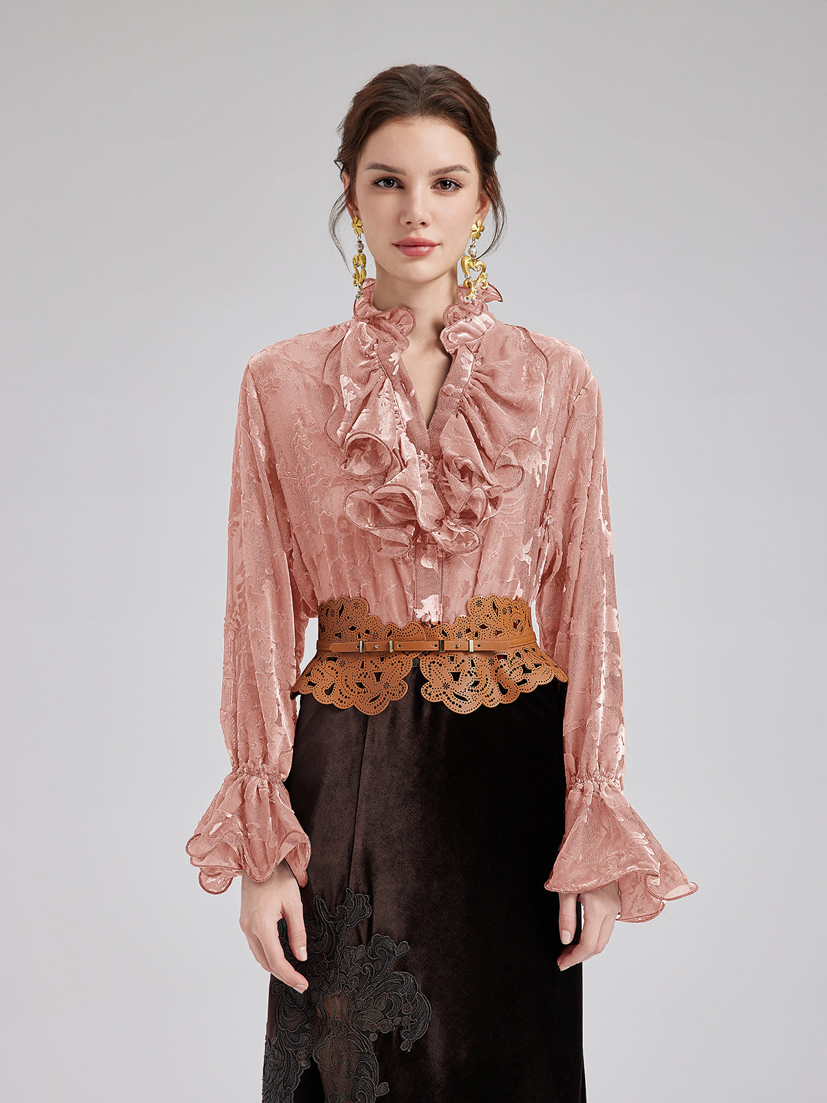 Glittery Silk Burnout Velvet Blouse - Star Queen