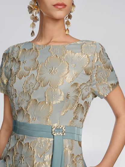Embossed Jacquard Metallic Floral Dress