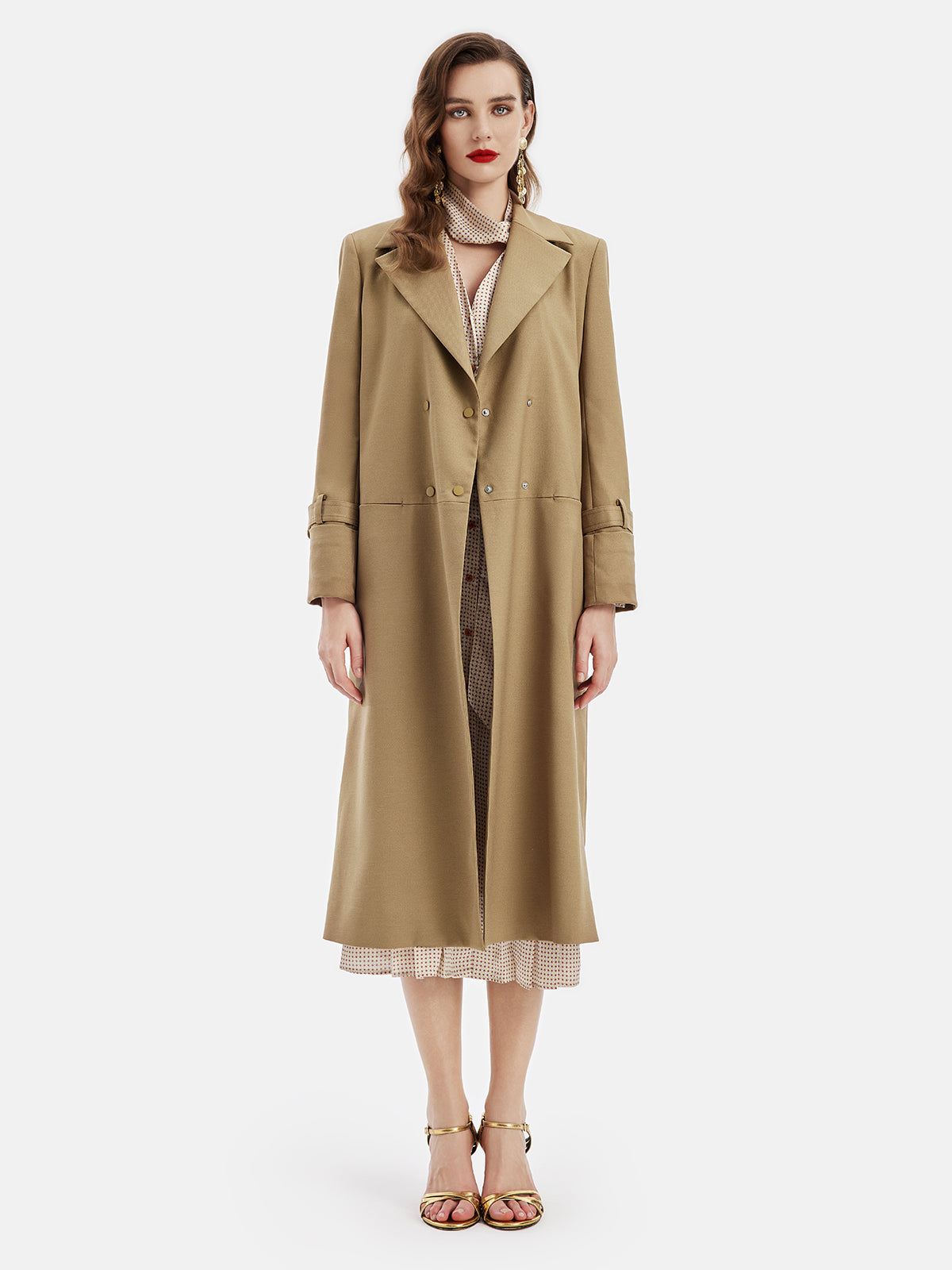 Italian Wool Blend Double-Breasted Trench