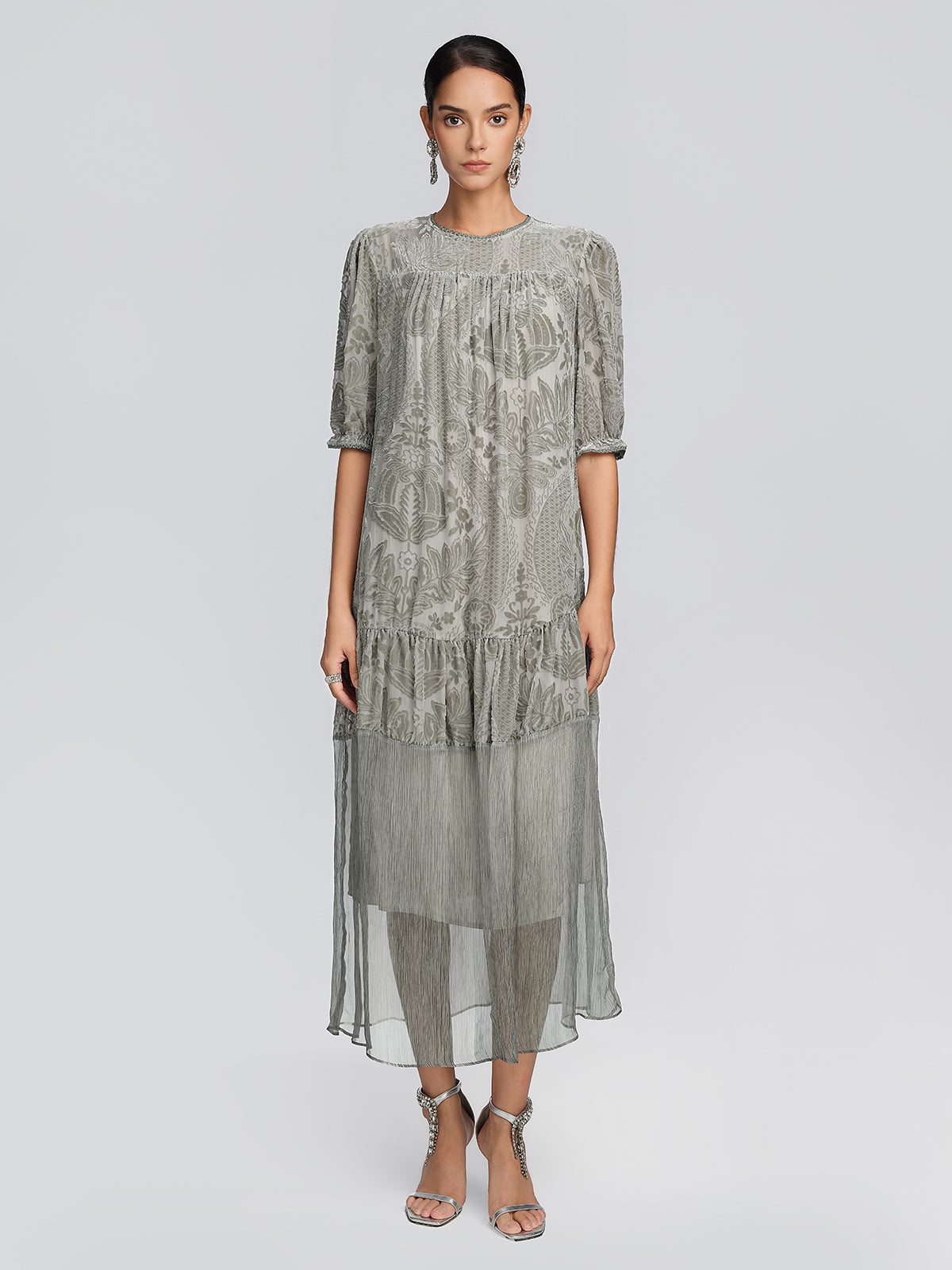 Silk Velvet Burnout Paisley Dress