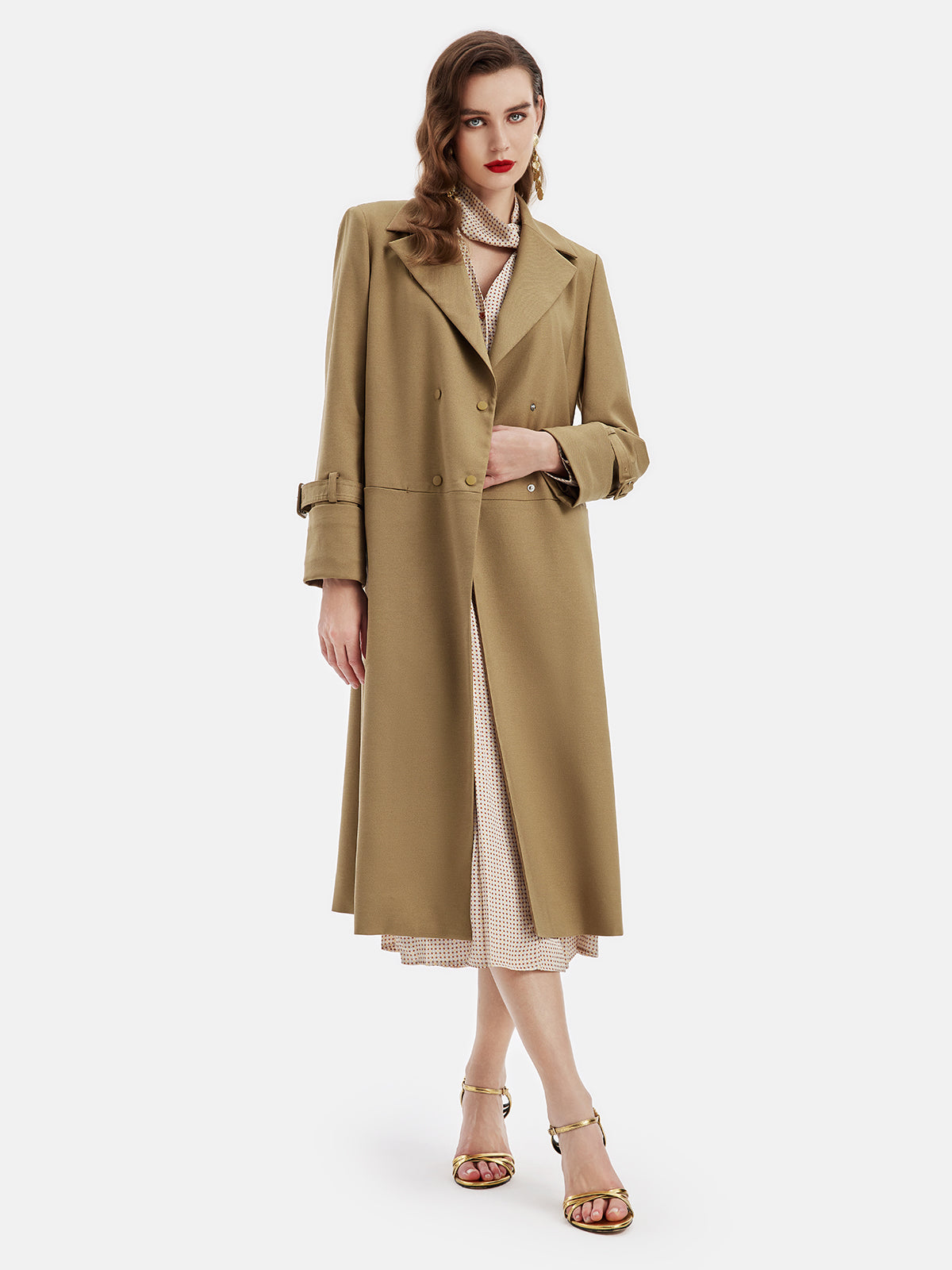 Italian Wool Blend Double-Breasted Trench