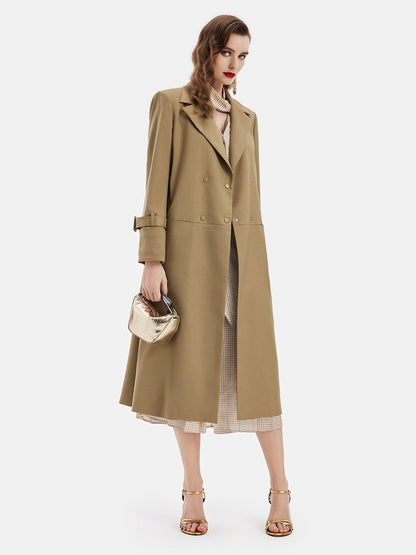 Italian Wool Blend Double-Breasted Trench