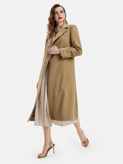 Italian Wool Blend Double-Breasted Trench