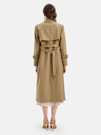 Italian Wool Blend Double-Breasted Trench