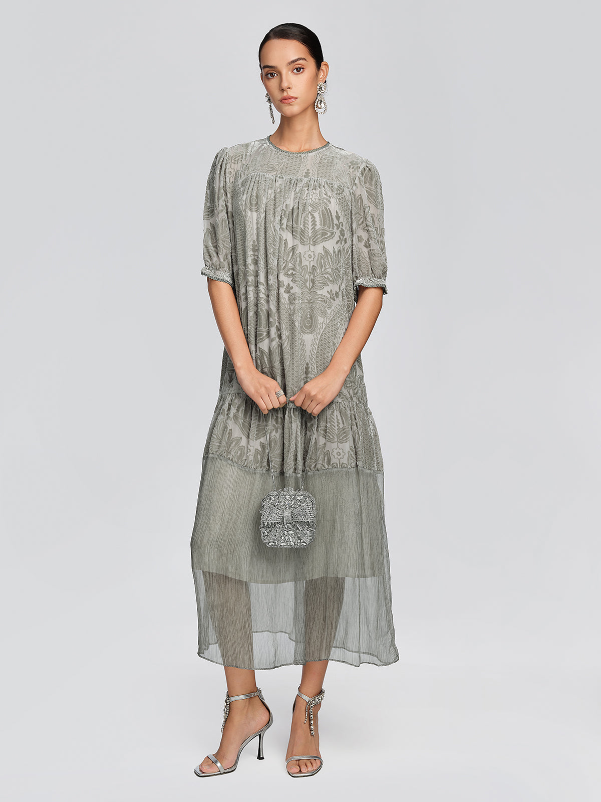 Silk Velvet Burnout Paisley Dress