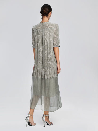 Silk Velvet Burnout Paisley Dress
