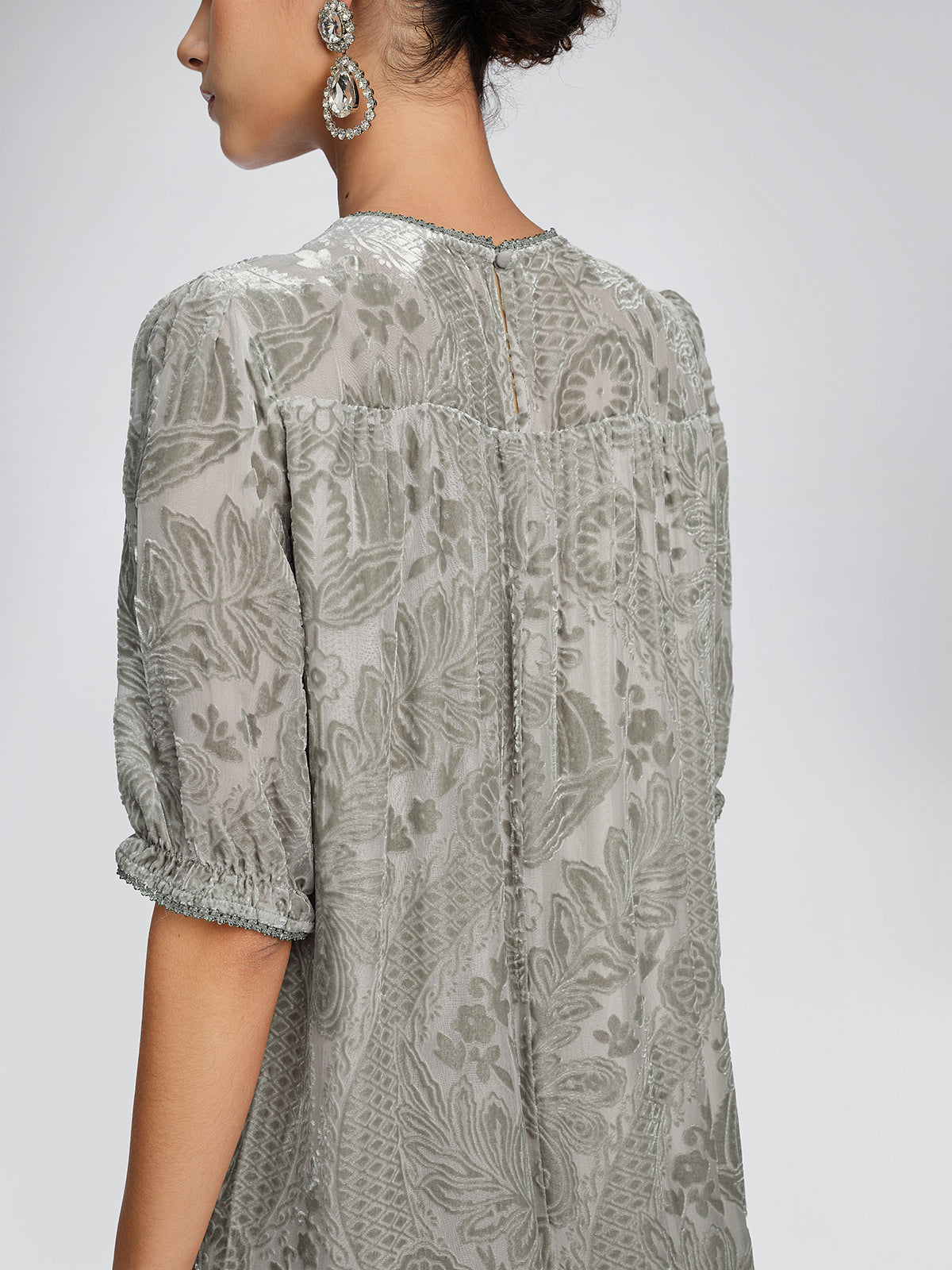 Silk Velvet Burnout Paisley Dress