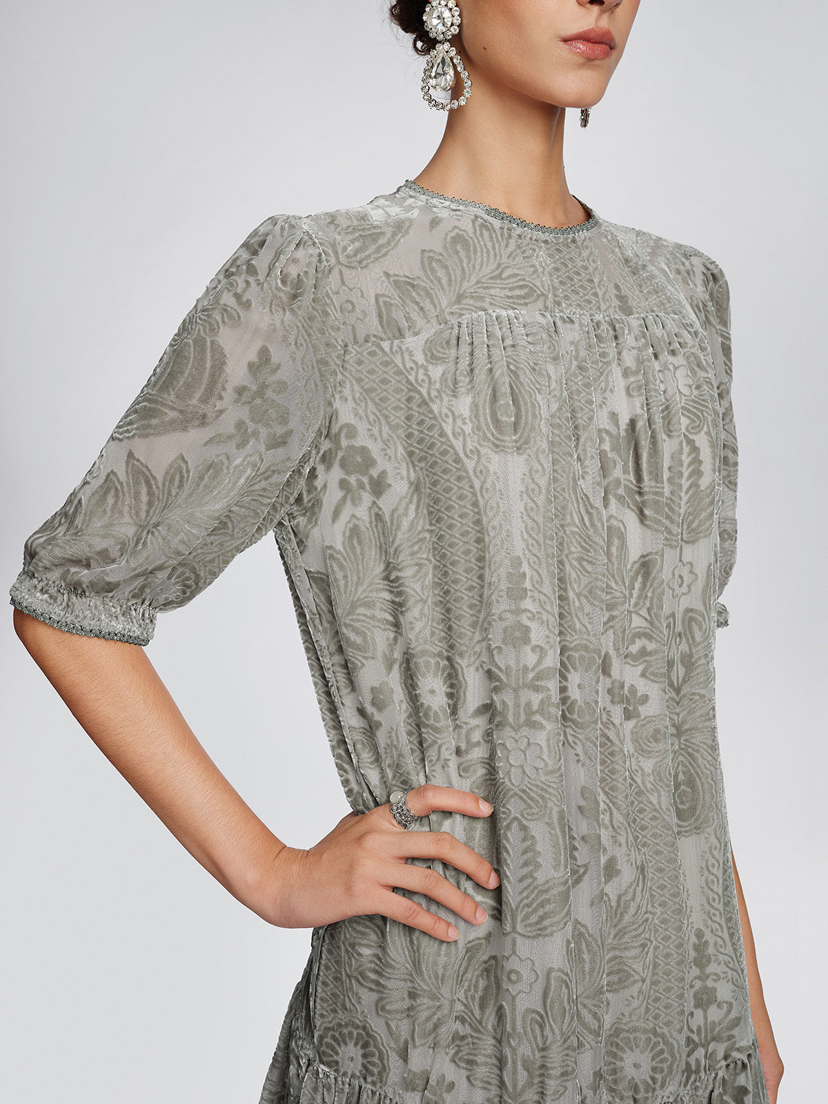 Silk Velvet Burnout Paisley Dress
