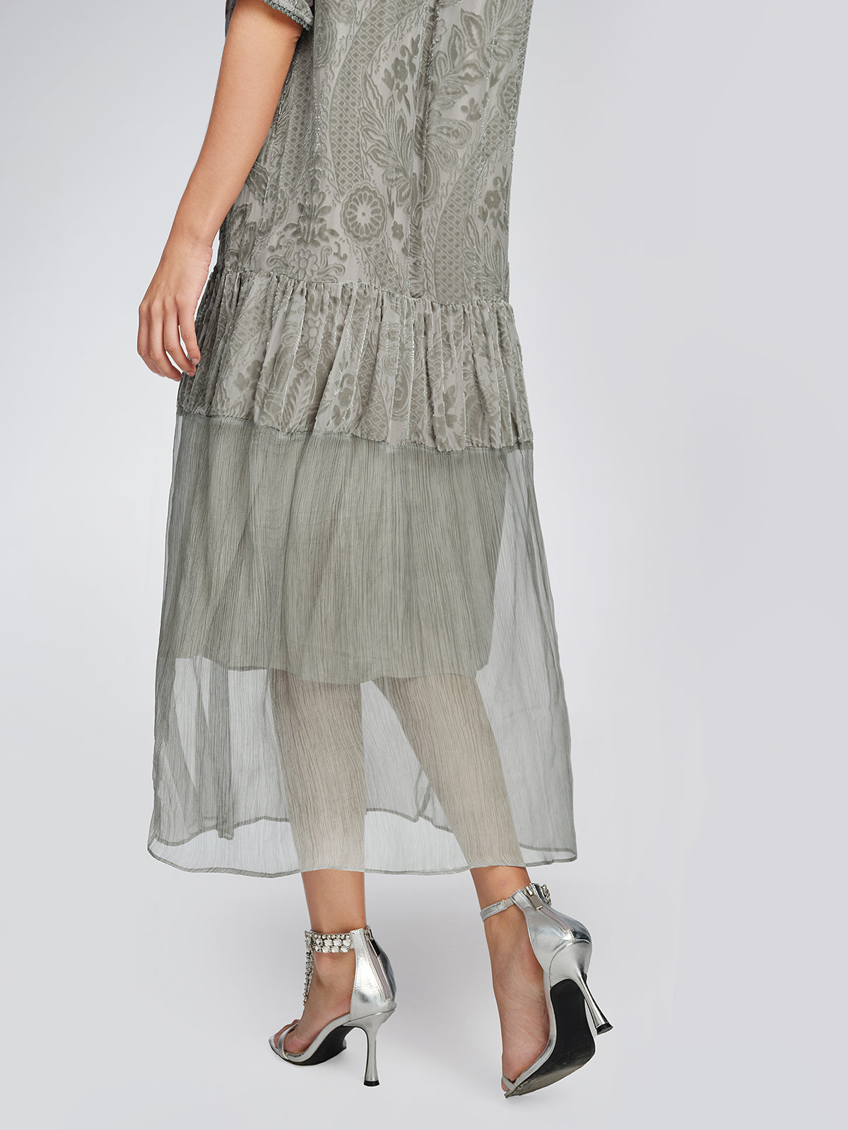 Silk Velvet Burnout Paisley Dress
