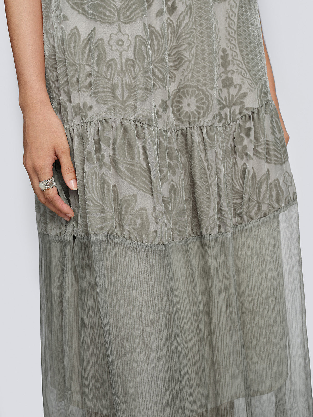 Silk Velvet Burnout Paisley Dress