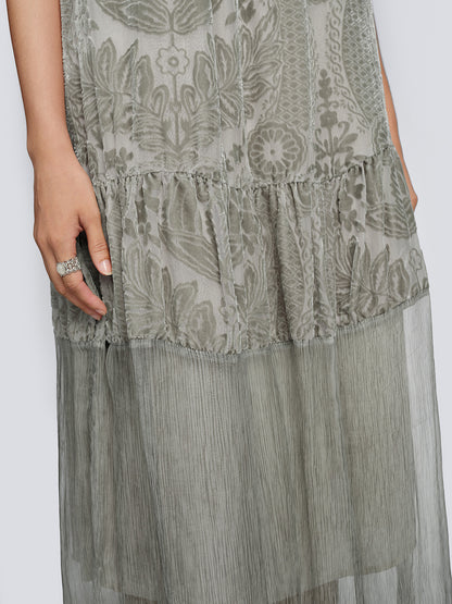 Silk Velvet Burnout Paisley Dress