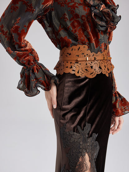 Glittery Silk Burnout Velvet Blouse - Star Queen